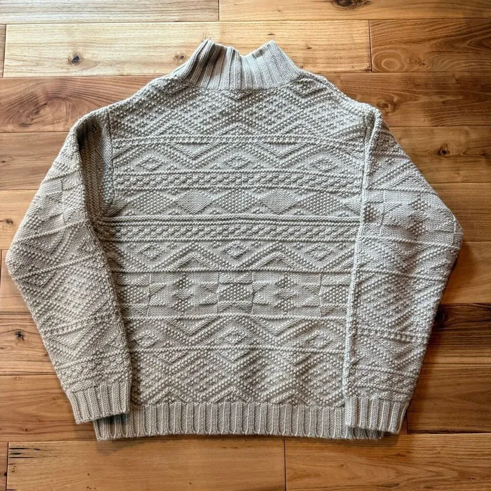 Vintage C.C. Filson Wool Sweater Men’s Fair Isle Nordic Cable Knit Mock Neck XL